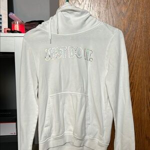 Nike White Hoodie with Shimmering Logo